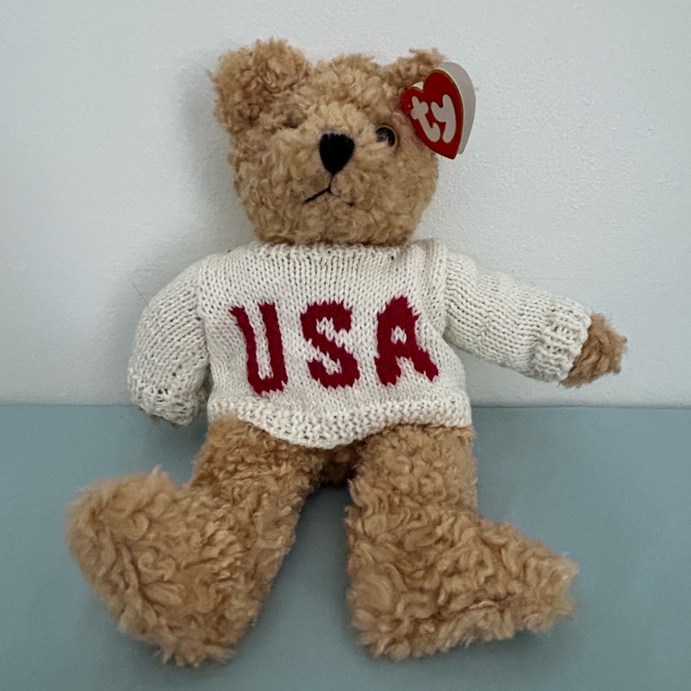 Ty Bear with USA Knit Sweater